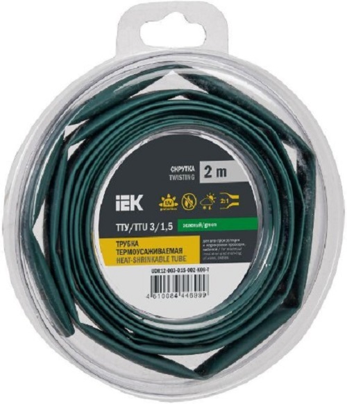 

Трубка термоусадочная IEK UDR12-003-D15-002-K06-T ТТУ нг-LS 3/1,5 зеленая (2м/упак), UDR12-003-D15-002-K06-T