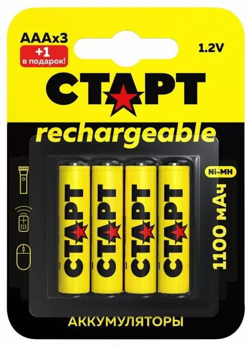 Старт HR03 ААА 1100mAh Ni-MH BL3+1