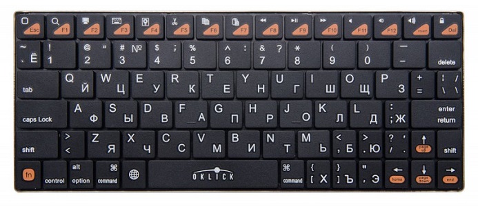 цена Клавиатура Bluetooth Oklick 840S черная, BT, slim (754787)