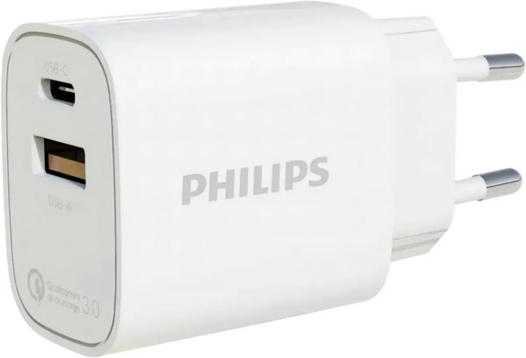 

Зарядное устройство сетевое Philips DLP4317CW/70 PD20W+QC3.0 белое, DLP4317CW/70