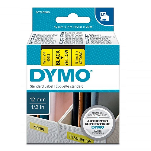

Картридж Dymo S0720580 с лентой 12 мм х 7 м. , пластик, черный шрифт/желтая лента, S0720580