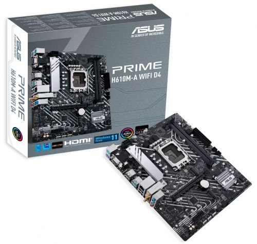 Материнская плата mATX ASUS PRIME H610M-A WIFI D4 90MB1C80-M0EAY0 (LGA1700, H610, 2*DDR4(3200), 4*SA