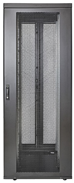 Шкаф напольный 19, 42U Eurolan 60F-42-7C-94BL Rackcenter D9000 750 × 1200, передняя дверь перфорированная одностворчатая, задняя дверь перфорированная