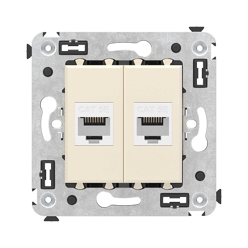 

Розетка компьютерная DKC 4405664 RJ-45 без шторки в стену, кат.5е двойная, "Ванильная дымка", "Avanti", 4405664