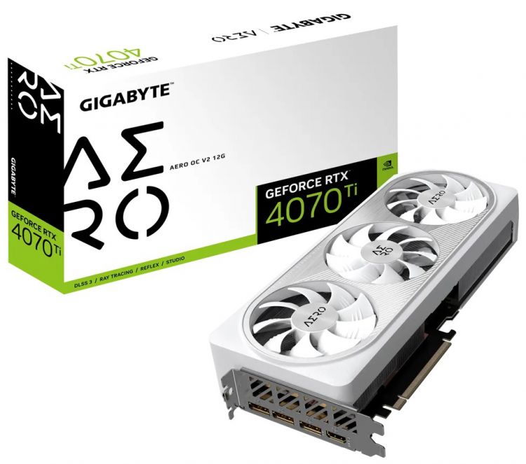 

Видеокарта PCI-E GIGABYTE GeForce RTX 4070 Ti AERO OC (GV-N407TAERO OCV2-12GD) 12GB GDDR6X 192bit 5nm 2310/21000MHz 3*DP/HDMI, GeForce RTX 4070 Ti AERO OC (GV-N407TAERO OCV2-12GD)