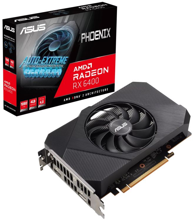 Видеокарта PCI-E ASUS Radeon RX 6400 Phoenix (PH-RX6400-4G) 4GB GDDR6 64bit 6nm 1923/16000MHz HDMI/DP