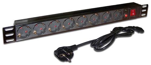

Блок розеток 19, 8 розеток TWT TWT-PDU19-10A8P-1.8 10A 250V, шнур питания 1,8м, TWT-PDU19-10A8P-1.8