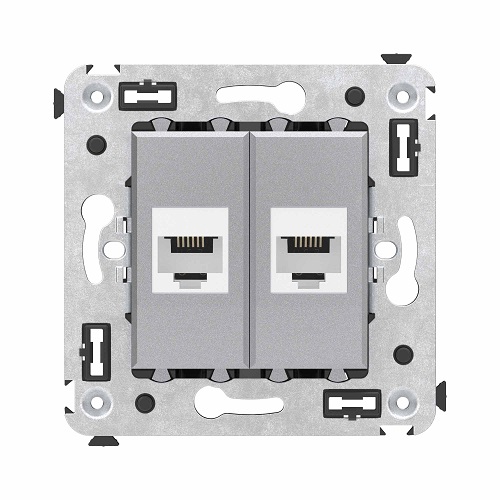 

Телефонная розетка DKC 4404614 RJ-12 без шторки в стену двойная, "Закаленная сталь", "Avanti", 4404614