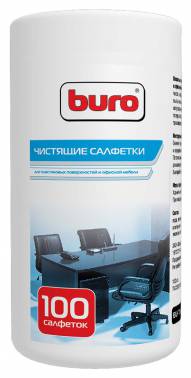 Салфетка Buro BU-Tsurl 100 шт. для пластиковых поверхностей и офисной мебели туба 100шт влажных