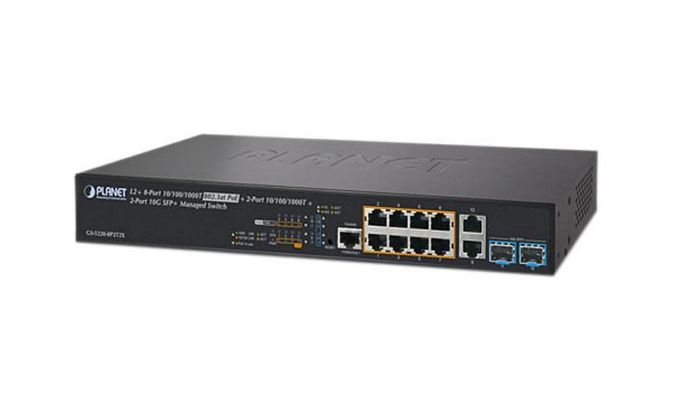 

Коммутатор Planet GS-5220-8UP2T2X L3 8-Port 10/100/1000T, GS-5220-8UP2T2X