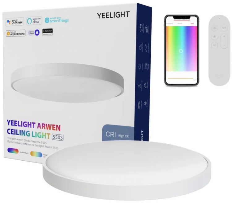 

Светильник потолочный Yeelight Arwen Ceiling Light 550S умный, с RGB подсветкой, 2700-6500K, 3500lm, Arwen Ceiling Light 550S