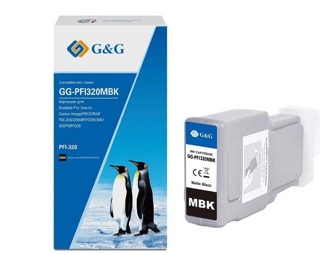 Картридж струйный G&G GG-PFI320MBK PFI-320MBK черный матовый (300мл) для Canon imagePROGRAF TM-200/200MFP/205/300/300MFP/305