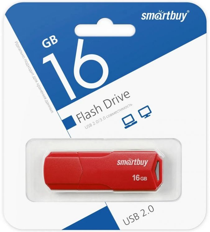 

Накопитель USB 2.0 16GB SmartBuy SB16GBCLU-R Clue, красный, SB16GBCLU-R