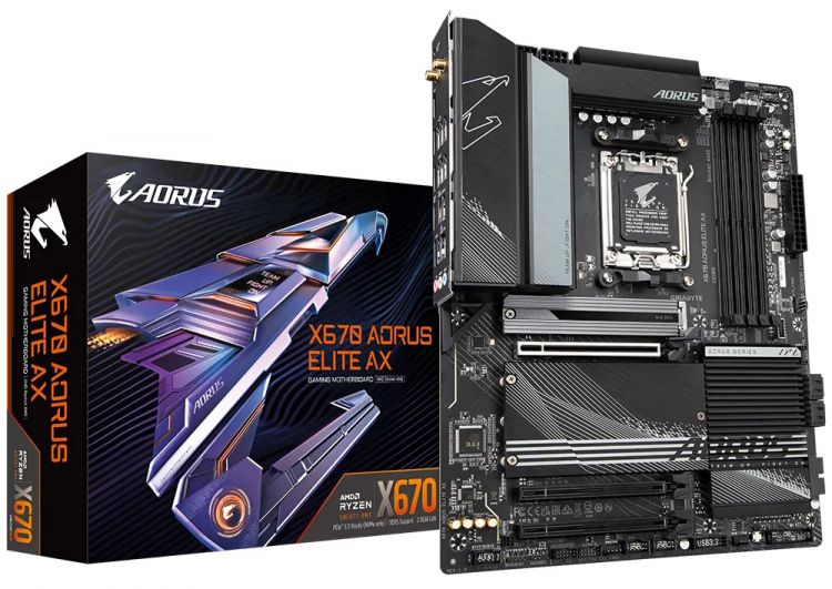 

Материнская плата ATX GIGABYTE X670 AORUS ELITE AX (AM5, AMD X670, 4*DDR5(5200), 4*SATA 6G RAID, 4*M.2, 3*PCIE, 7.1CH, 2.5Glan, WiFi, BT, HDMI, USB Ty, X670 AORUS ELITE AX