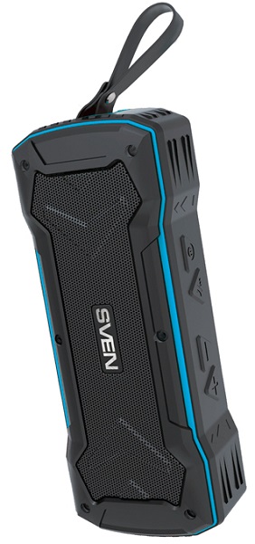 sven ps 295 синий акустическая система 2 0 мощность 2x10 вт rms waterproof ipx6 tws bluetooth fm usb microsd встроенный аккумулятор Портативная акустика 2.0 Sven PS-220 SV-016470 черная-синяя, 2x5Вт (RMS), FM-тюнер, USB, microSD, Bluetooth, Wateproof (IPx5), встроенный аккумулятор