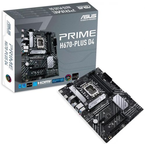 Материнская плата ATX ASUS PRIME H670-PLUS D4 (LGA1700, H670, 4*DDR4(5066), 4*SATA 6G, 3*M.2, 5*PCIE