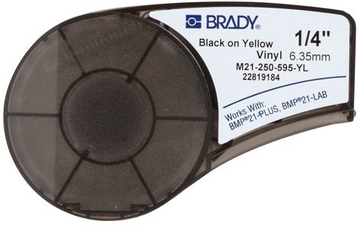 

Лента красящая Brady M21-250-595-YL brd139745 6.35 мм/6.4 м винил, черный на желтом, для BMP21 Plus, M21-250-595-YL