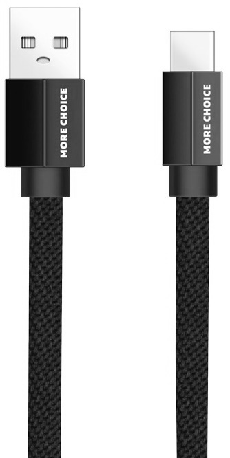 

Кабель интерфейсный More Choice K20a USB 2.1A для Type-C плоский нейлон 1м Black, K20a