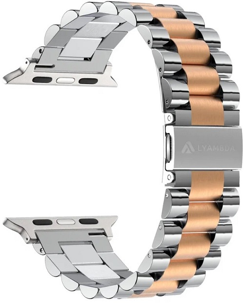 

Ремешок на руку Lyambda KEID DS-APG-02-44-SR из нержавеющей стали для Apple Watch 42/44/45 mm silver/rose gold, KEID