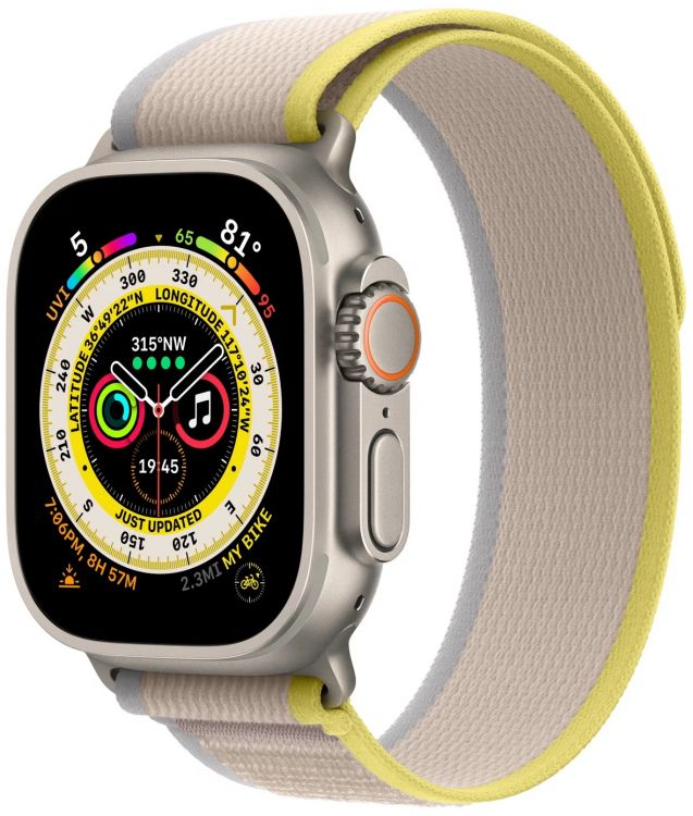

Часы Apple Watch Ultra 49mm S/M Titan Case/YellowBeige Trail Loop, Watch Ultra 49mm