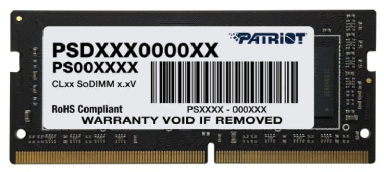 

Модуль памяти DDR4 8GB Patriot Memory PSD48G26662S Signature Line Black PC4-21300 2666MHz CL19 1.2V 260-pin, PSD48G26662S