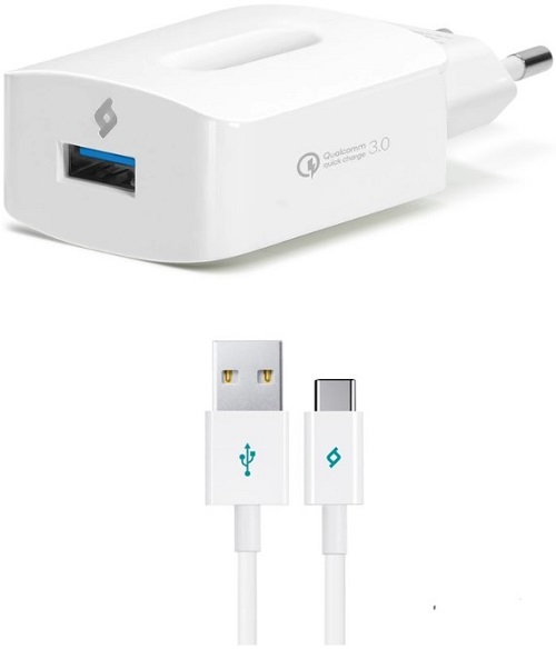 

Зарядное устройство сетевое TTEC 2SCQC01C SpeedCharger QC 3.0 Travel 18W с кабелем USB-C. Цвет: белый, 2SCQC01C