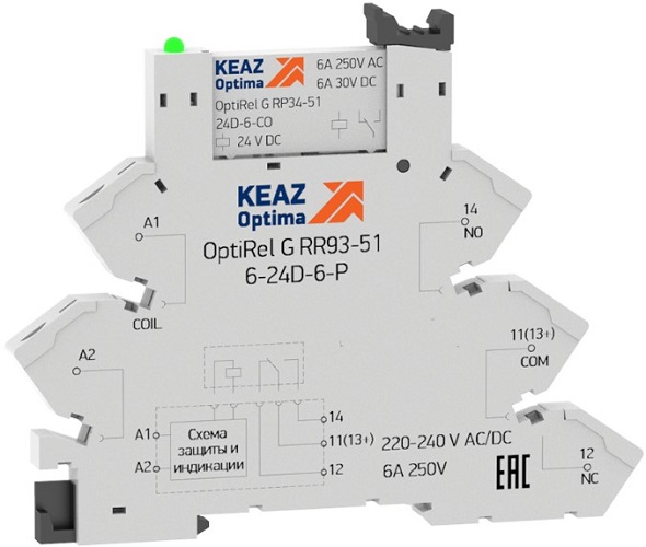 

Модуль реле КЭАЗ 282948 OptiRel G RM38-61-24D-6-P-CO, 282948