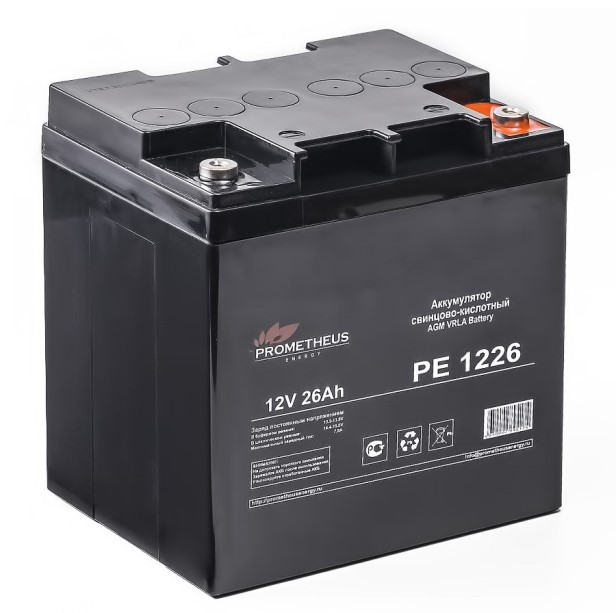 

Батарея для ИБП PROMETHEUS ENERGY РЕ1226 PE 1226 12V, 26Ah, болт-гайка 5 мм, РЕ1226