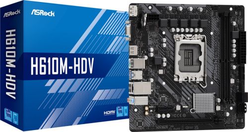 Материнская плата mATX ASRock H610M-HDV (LGA1700, H610, 2*DDR4(3200), 4*SATA 6G, 2*PCIE, 7.1CH, Glan