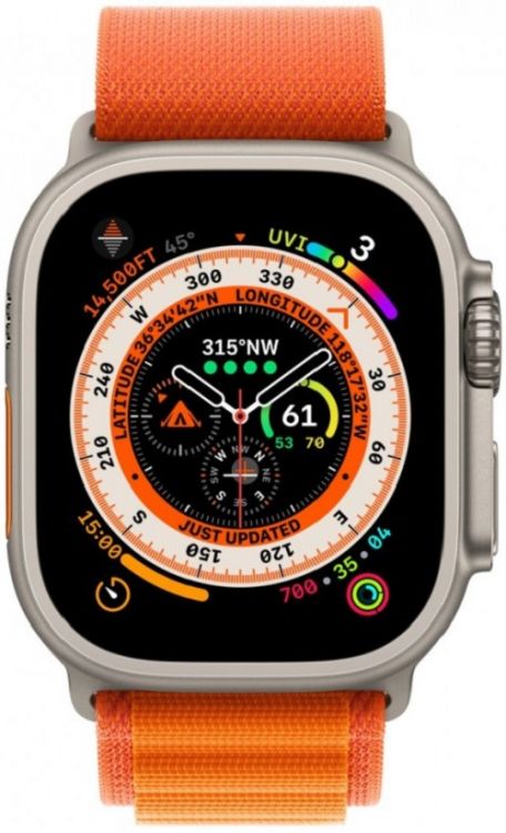 

Часы Apple Watch Ultra 49mm MQEU3LL/A M Titan Case/Orange Alpine Loop, Watch Ultra 49mm