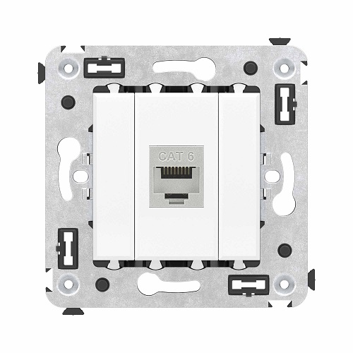 

Розетка компьютерная DKC 4400793 RJ-45 без шторки в стену, кат.6 одинарная экранированная, "Белое облако", "Avanti", 4400793