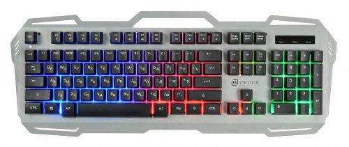 Клавиатура Oklick 747G frozen серый/черный usb multimedia for gamer led