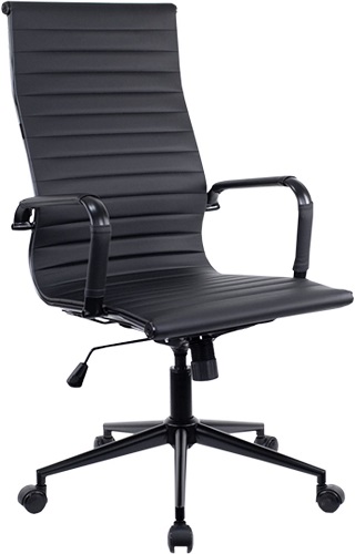 Кресло офисное Everprof Rio Black T чёрное (экокожа, чёрная сталь, ролики, топган)