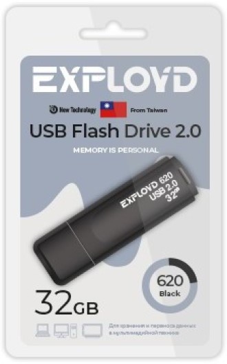 

Накопитель USB 2.0 32GB Exployd EX-32GB-620-Black 620, чёрный, EX-32GB-620-Black