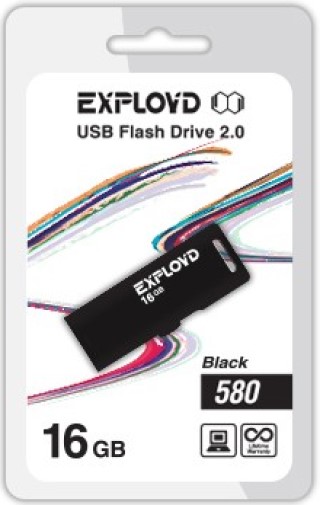 

Накопитель USB 2.0 16GB Exployd EX-16GB-580-Black 580, чёрный, EX-16GB-580-Black