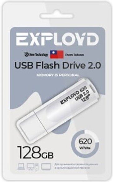 

Накопитель USB 2.0 128GB Exployd EX-128GB-620-White 620, белый, EX-128GB-620-White