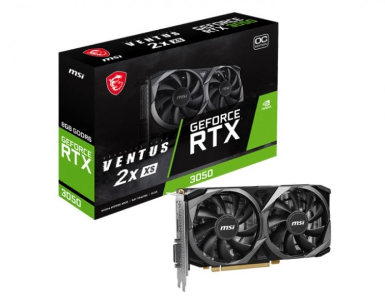 

Видеокарта PCI-E MSI GeForce RTX 3050 (RTX 3050 VENTUS 2X XS 8G) 8GB GDDR6 128bit 8nm 1552/14000MHz HDMI/DP/DVI-D, GeForce RTX 3050 (RTX 3050 VENTUS 2X XS 8G)