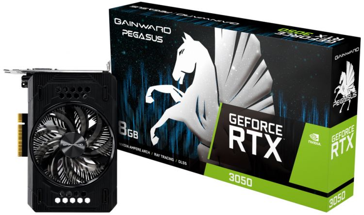 Видеокарта PCI-E Gainward GeForce RTX 3050 Pegasus (NE63050018P1-1070E) 8GB GDDR6 128bit 8nm 1552/14000MHz DVI/HDMI/DP RTL