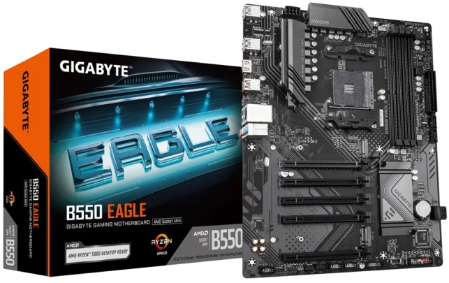 

Материнская плата ATX GIGABYTE B550 EAGLE (AM4, AMD B550, 4*DDR4 (3200), PCIe, 2*M.2, 4*SATA RAID, 4*USB 2.0, 2*USB 3.0, DVI, HDMI), B550 EAGLE