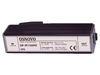 Грозозащита OSNOVO SP-IP/100PD для локальной вычислительной сети (скорость до 100Мбит/с) с защитой л