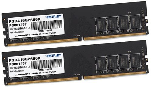 Модуль памяти DDR4 16GB (2*8GB) Patriot Memory PSD416G2666K