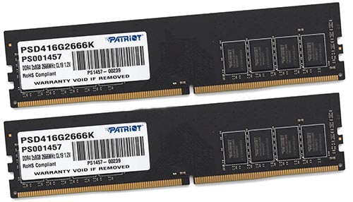 Модуль памяти DDR4 16GB (2*8GB) Patriot Memory PSD416G2666K Signature Line PC4-21300 2666MHz CL19 1.2V RTL