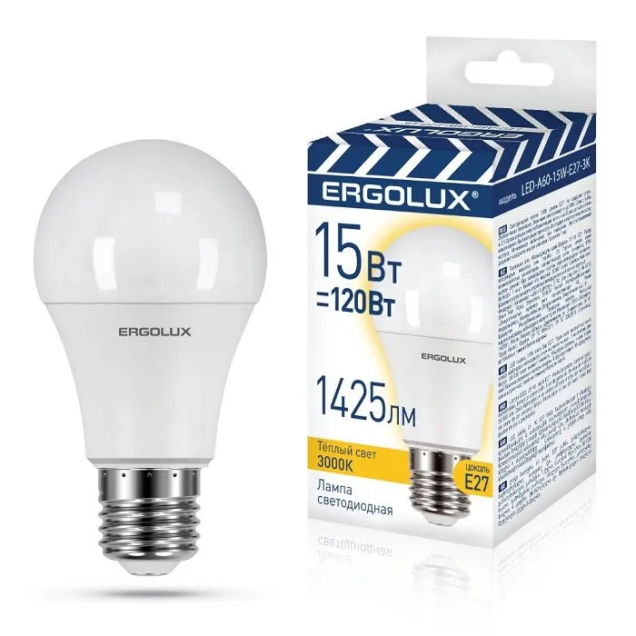 фото Ergolux LED-A60-15W-E27-3K