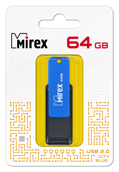 

Накопитель USB 2.0 64GB Mirex CITY 13600-FMUCIB64 синий (ecopack), CITY