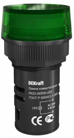 

Лампа DEKraft 25002DEK комм. ADDS D22 ЗЕЛЕНЫЙ LED 220В ЛK-22, 25002DEK