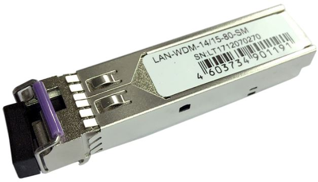 

Модуль SFP Lanmaster LAN-WDM-14/15-80-SM BIDI, 1.25G, 1490nm / 1550nm, 80 km, LC, DDM, LAN-WDM-14/15-80-SM