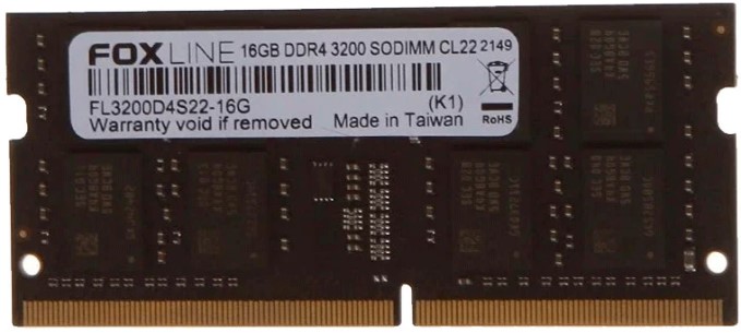 

Модуль памяти SODIMM DDR4 16GB (2*8GB) Foxline FL3200D4S22S-16G PC4-25600 3200MHz CL22 1.2V, FL3200D4S22S-16G