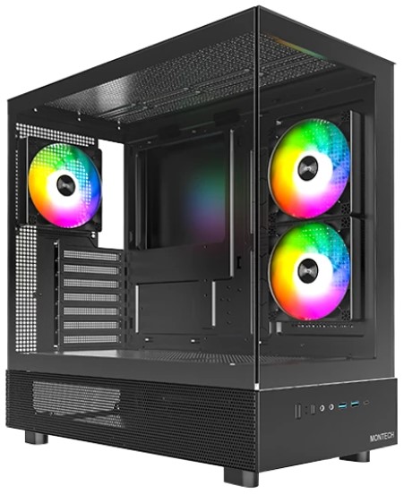 

Корпус ATX Montech XR Black без БП, боковя и фронтальная панель из закалённого стекла, 2*USB 3.0, USB Type-C, XR Black