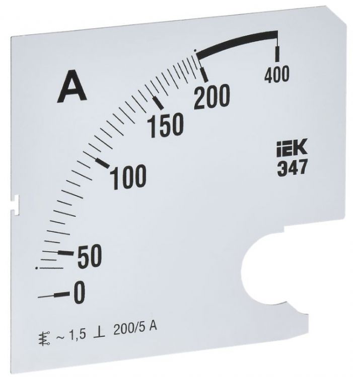

Шкала сменная IEK IPA20D-SC-0200 для амперметра Э47 200/5А-1,5 96х96мм, IPA20D-SC-0200