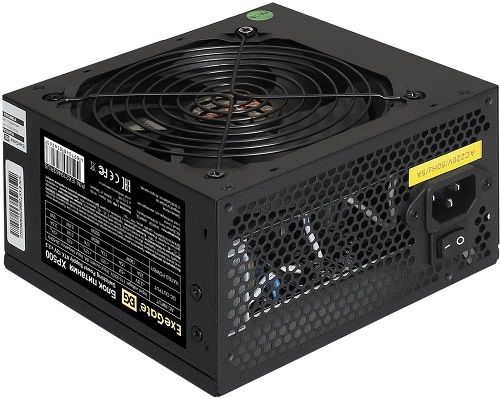 Блок питания ATX Exegate XP500 EX219463RUS 500W, black, 12cm fan, 24p+4p, 6/8p PCI-E, 3*SATA, 2*IDE,